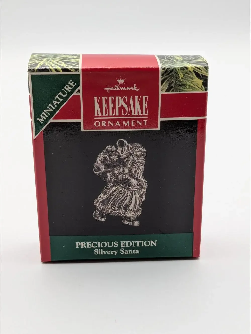 Hallmark Keepsake Silvery Santa Miniature Ornament 1991, New in Box